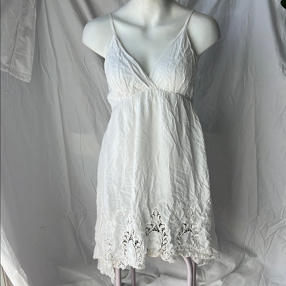 White Lace Trim Dress
